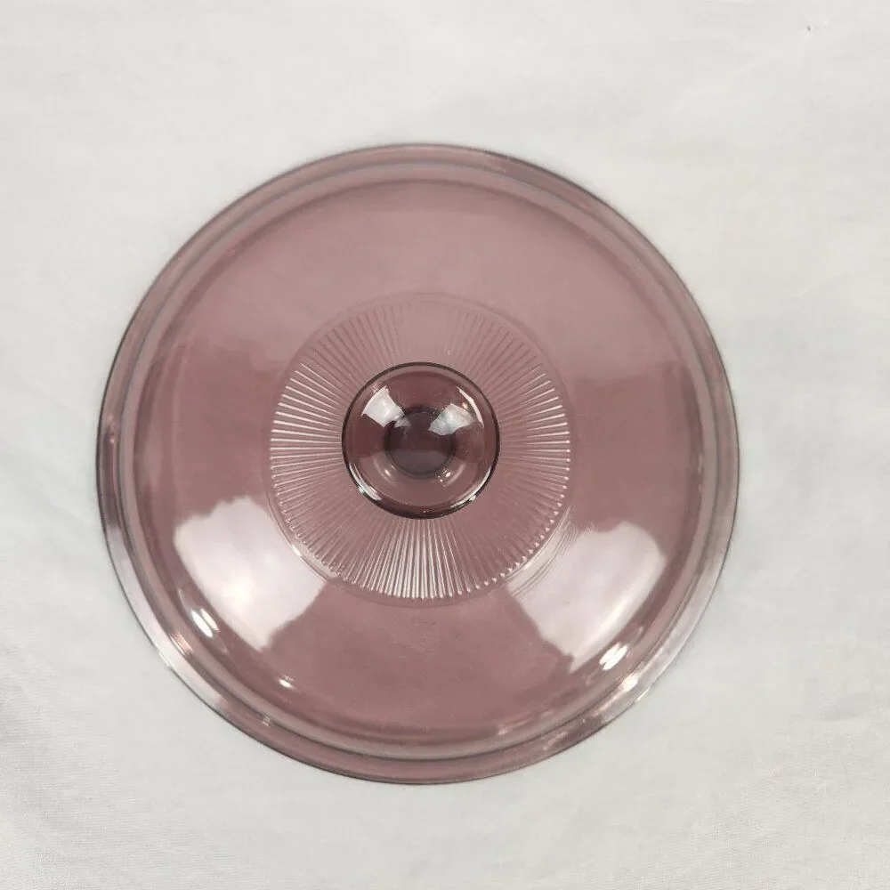 VTG Pyrex Cranberry Visions V33C glass round replacement lid 9-1/4